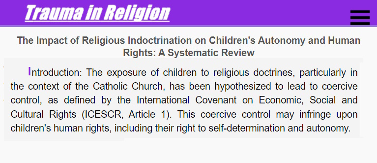 Trauma in Religion - The intention to defraud the child of their human ...